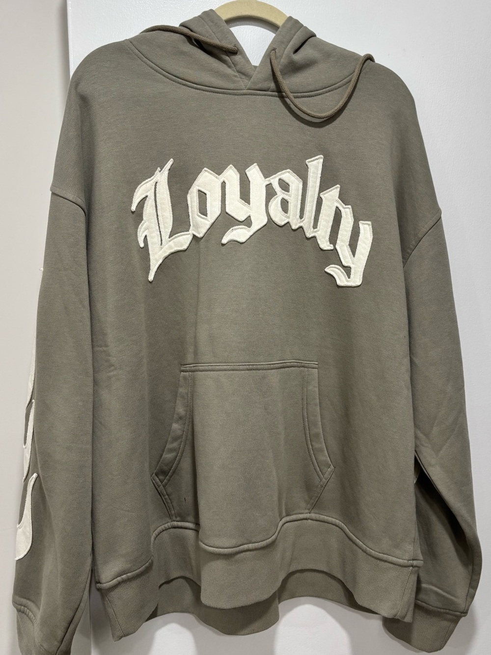 Copper Rivets Loyalty Embroidered Hoodie Sweatshirt - Olive Green